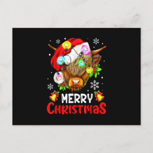 Cartes Pour Fêtes Annuelles Joyeux Noël Vache Highland Ouest Santa Hat Xma