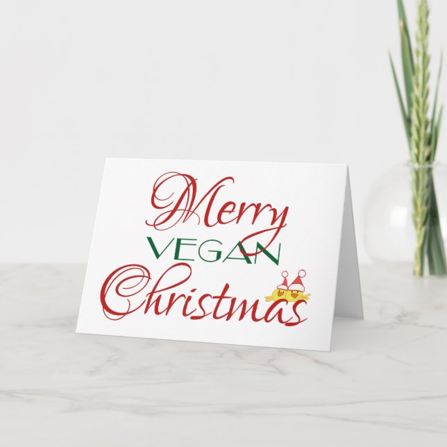 Cartes Pour Fêtes Annuelles Joyeux Noël végétalien (Devant)