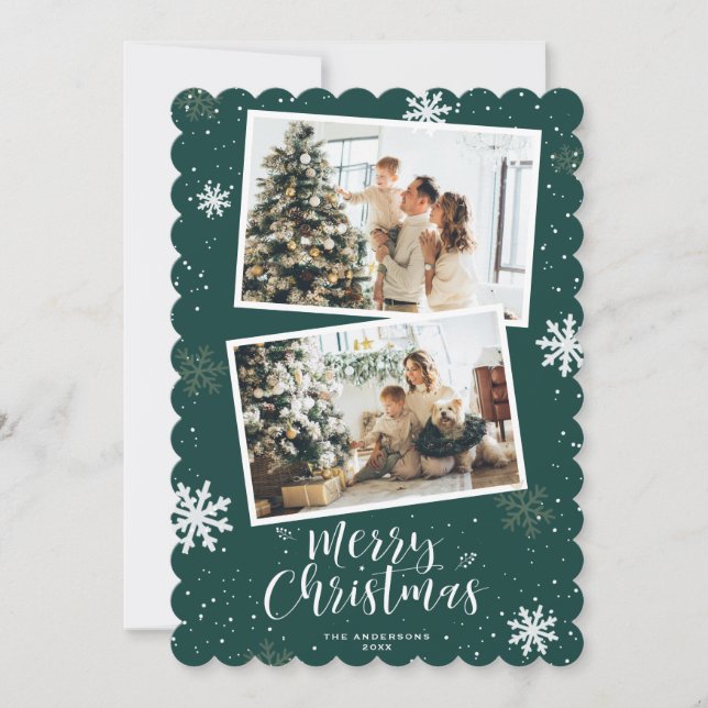 Cartes Pour Fêtes Annuelles Joyeux Noël vert 2 photo (Devant)