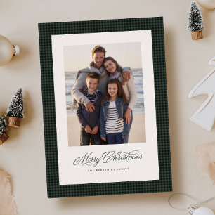 Cartes Pour Fêtes Annuelles Joyeux Noël vert à carreaux un photo