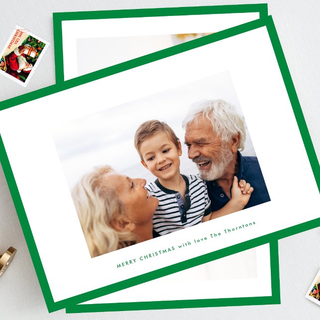 Cartes Pour Fêtes Annuelles joyeux Noël vert | cadre photo mince personnalisé (Créateur téléchargé)