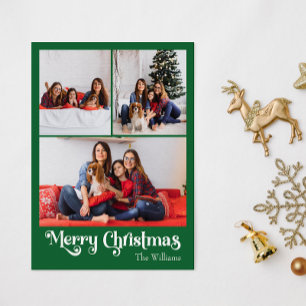 Cartes Pour Fêtes Annuelles Joyeux Noël vert classique 3 photo verticale