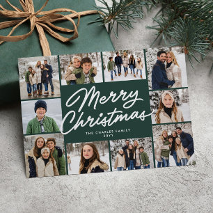 Cartes Pour Fêtes Annuelles Joyeux Noël vert collage photo dix