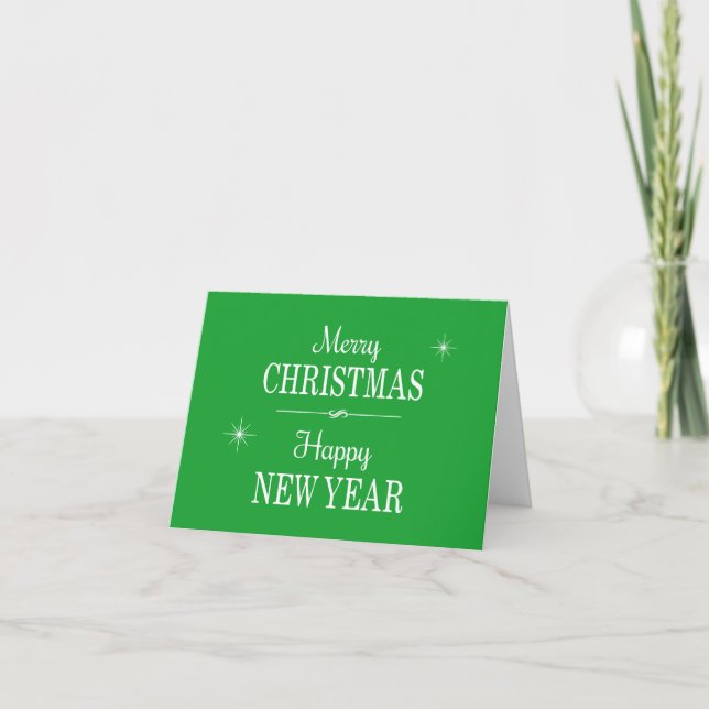 Cartes Pour Fêtes Annuelles Joyeux Noël vert et Bonne Année (Devant)