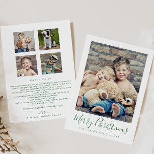 Cartes Pour Fêtes Annuelles Joyeux Noël Vert Minimal Année En Revue