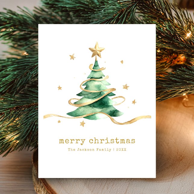 Cartes Pour Fêtes Annuelles Joyeux Noël Vert Or (Créateur téléchargé)