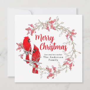 Cartes Pour Fêtes Annuelles Joyeux Noël vert rouge verdure hiver