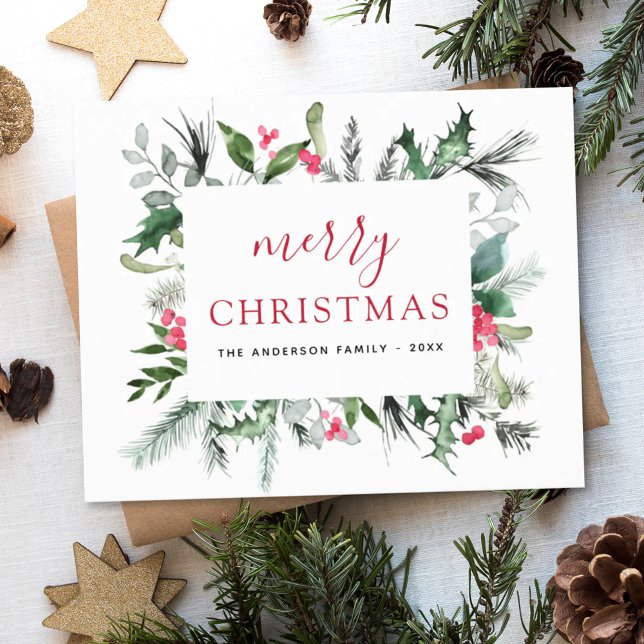 Cartes Pour Fêtes Annuelles Joyeux Noël vert rouge vert (Créateur téléchargé)