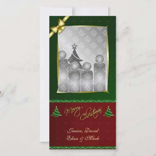 Cartes Pour Fêtes Annuelles Joyeux Noël Vertical Gold Finition Photocard (Devant)