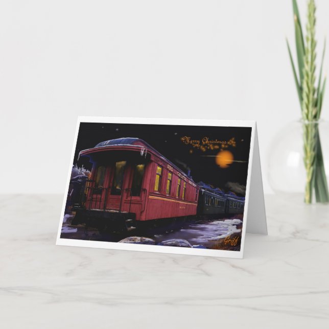 Cartes Pour Fêtes Annuelles Joyeux Noël Vieux temps Train dans la neige (Devant)