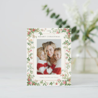 Cartes Pour Fêtes Annuelles Joyeux Noël Vignes Vintage Cadre Vert