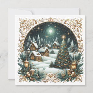 Cartes Pour Fêtes Annuelles Joyeux Noël & village de Noël   Personnalisé