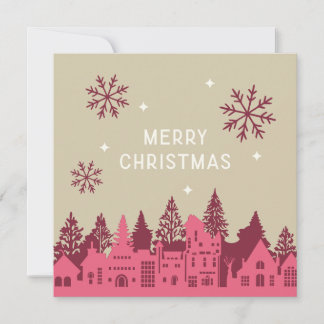 Cartes Pour Fêtes Annuelles Joyeux Noël Village Mod Rose