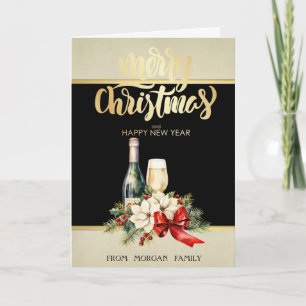 Cartes Pour Fêtes Annuelles Joyeux Noël, Vin, Poinsettia