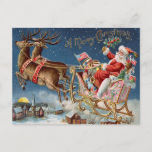 Cartes Pour Fêtes Annuelles Joyeux Noël vintage Aquarelle du Père Noël