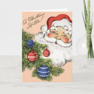 Cartes Pour Fêtes Annuelles Joyeux Noël vintage Bonjour ! Père Noël jovial