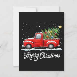 Cartes Pour Fêtes Annuelles Joyeux Noël Vintage Camion Rouge avec Arbre