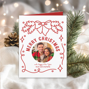 Cartes Pour Fêtes Annuelles Joyeux Noël Vintage Coquette Bow Spruce Photo