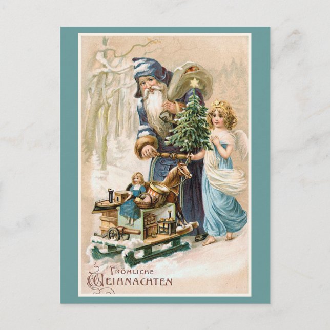 Cartes Pour Fêtes Annuelles Joyeux Noël Vintage German (Devant)