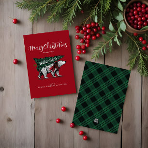 Cartes Pour Fêtes Annuelles Joyeux Noël Vintage Ours polaire Livraison Arbre