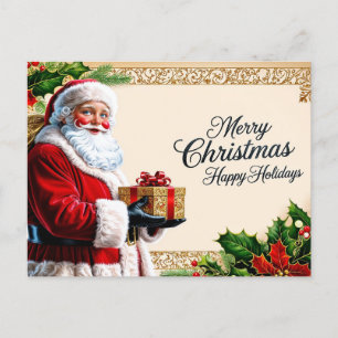 Cartes Pour Fêtes Annuelles Joyeux Noël Vintage Père Noël avec cadeaux