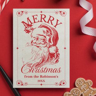 Cartes Pour Fêtes Annuelles Joyeux Noël Vintage Père Noël Nom de famille