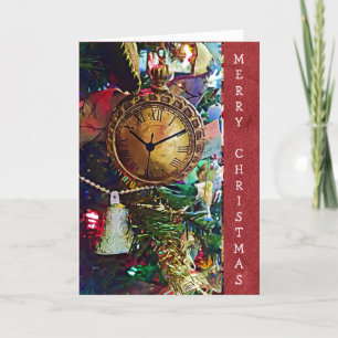 Cartes Pour Fêtes Annuelles Joyeux Noël Vintage Pocket Watch Card