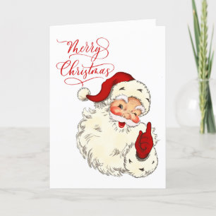 Cartes Pour Fêtes Annuelles Joyeux Noël vintage Santa famille vacances ho ho