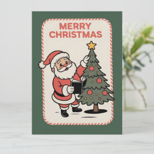 Cartes Pour Fêtes Annuelles Joyeux Noël Vintage Santa Lecture Fête