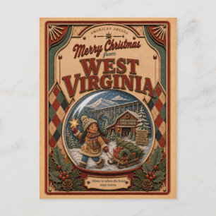 Cartes Pour Fêtes Annuelles Joyeux Noël Virginie-Occidentale Vintage Boule à N