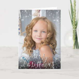 Cartes Pour Fêtes Annuelles Joyeux Noël Votre photo avec des étincelles festiv