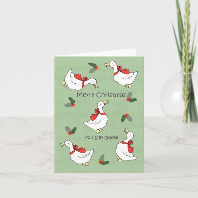 Cartes Pour Fêtes Annuelles Joyeux Noël Vous Silencieux Goose Sassy Drôle Mign (Devant)