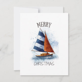 Cartes Pour Fêtes Annuelles Joyeux Noël Water Color Voilier