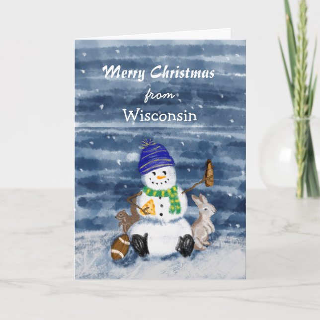 Cartes Pour Fêtes Annuelles Joyeux Noël Watercolor drôle Wisconsin   (Devant)