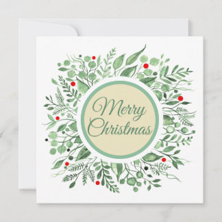 Cartes Pour Fêtes Annuelles Joyeux Noël Watercolor Wreath 2.0