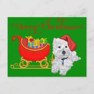 Cartes Pour Fêtes Annuelles Joyeux Noël Westie avec traîneau