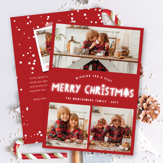 Cartes Pour Fêtes Annuelles Joyeux Noël Whimsical Moderne Chic 3 Photo
