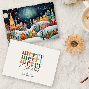 Cartes Pour Fêtes Annuelles Joyeux Noël Whimsical Village d'hiver