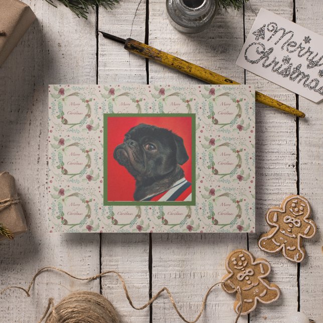 Cartes Pour Fêtes Annuelles Joyeux Noël Woodland À feuillage persistant Wreath (Créateur téléchargé)