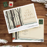 Cartes Pour Fêtes Annuelles Joyeux Noël Woodland Winter Forest Fox<br><div class="desc">Nous avons illustré ce magnifique paysage de forêt hivernale avec un renard de forêt rouge. Une forêt boisée épaisse et des paysages enneigés. Customisez avec votre nom et votre année. Le revers présente nos illustrations de renards forestiers. Ajoutez votre message personnel et votre adresse. Toutes les illustrations sont des oeuvres...</div>