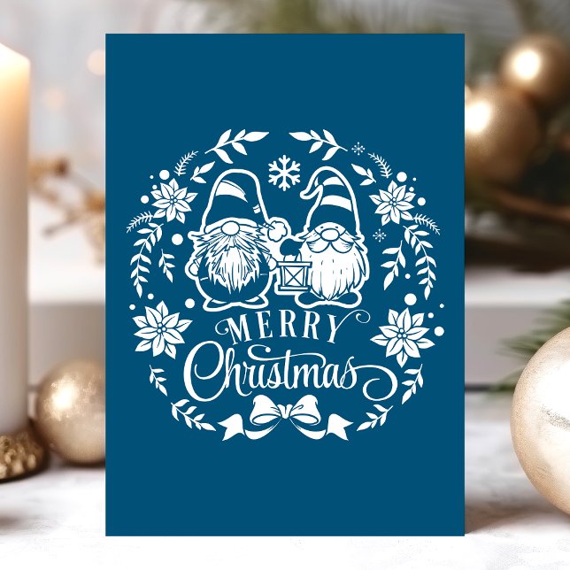 Cartes Pour Fêtes Annuelles Joyeux Noël Wreath Gnome (Créateur téléchargé)