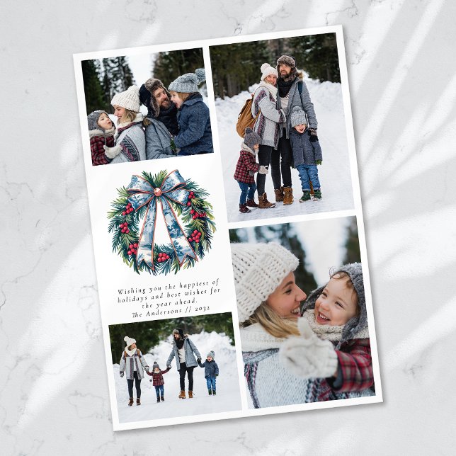 Cartes Pour Fêtes Annuelles Joyeux Noël Wreath Photo Collage (Créateur téléchargé)