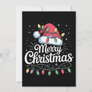 Cartes Pour Fêtes Annuelles Joyeux Noël Xmas Lumières Chapeau de Père Noël Fam