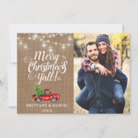 Joyeux Noël Y'all Lights Burlap Camion Photo