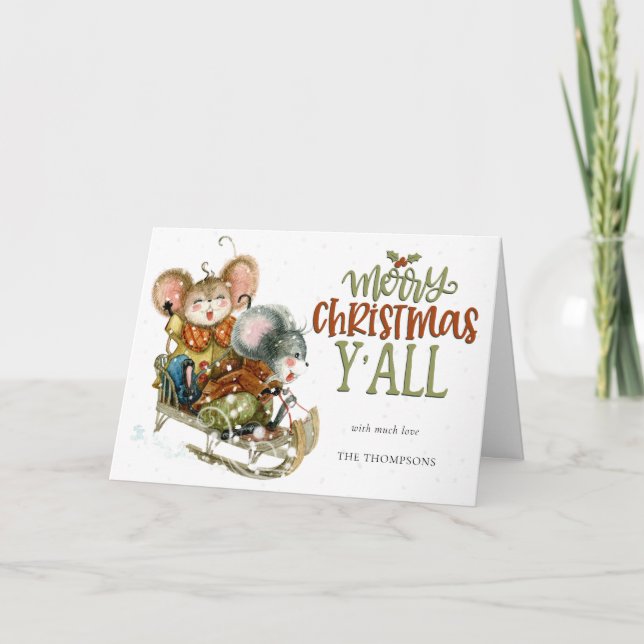 Cartes Pour Fêtes Annuelles Joyeux Noël Y'All Name (Devant)
