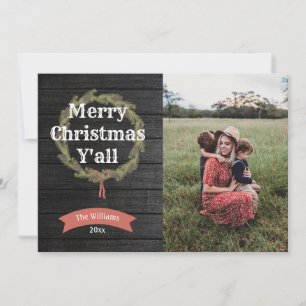 Cartes Pour Fêtes Annuelles Joyeux Noël Yall Russe Photo Holiday Card