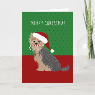 Cartes Pour Fêtes Annuelles Joyeux Noël Yorkie Chiot Yorkshire Terrier mignon