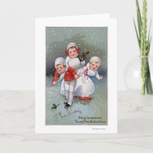 Cartes Pour Fêtes Annuelles Joyeux NoëlPetits enfants Patinage sur glace