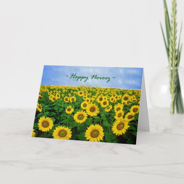 Cartes Pour Fêtes Annuelles Joyeux Norooz, Tournesols en campagne (Devant)