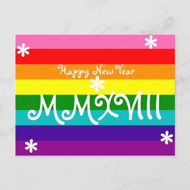 Cartes Pour Fêtes Annuelles Joyeux Nouvel An 2018 Rainbow LGBT chiffres romain (Devant)